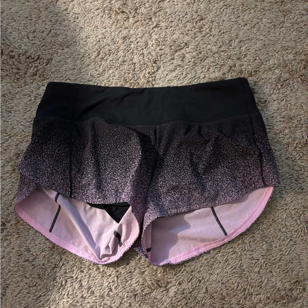 Lululemon Athletica Black and Pink Speckled Speed up Shorts